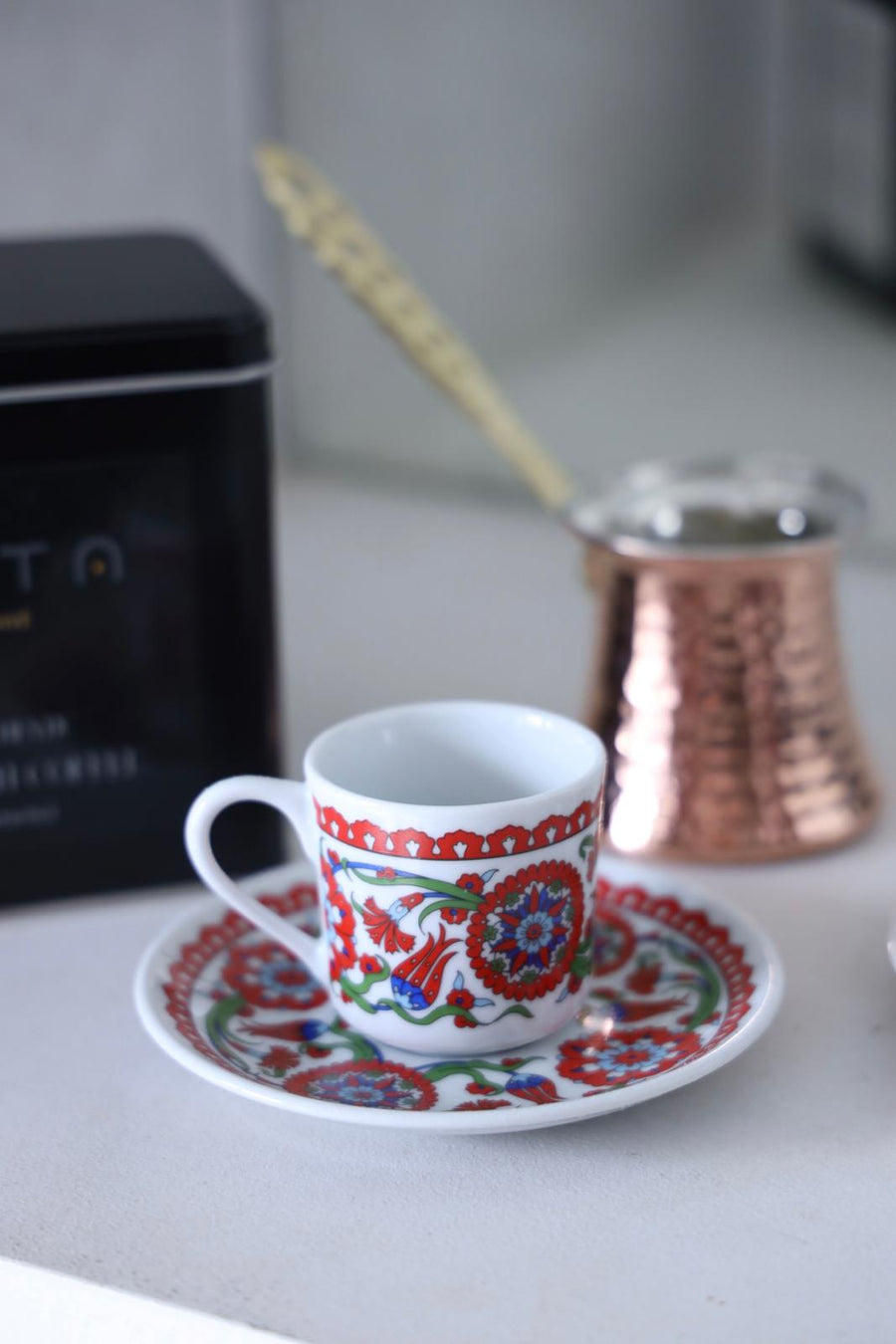 MITA KAHVE Humayun Coffee Cup with Cezve and Coffee Set for Two Gift Box