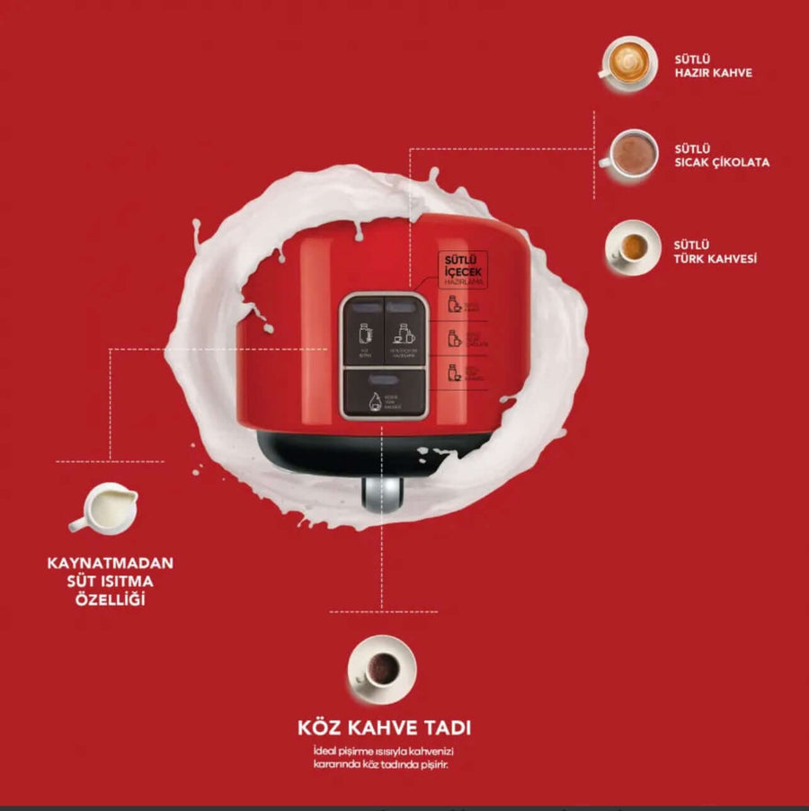 Karaca Hatır Mod Milk Turkish Coffee Machine Red